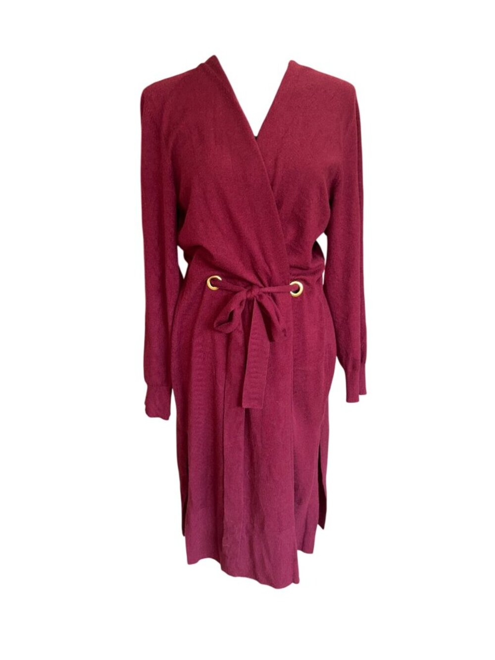 NWT Bold Elements Womens XL Burgundy Claret Long Cardigan Sweater Quiet Luxury - Picture 2 of 11